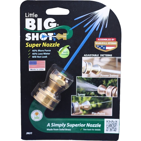 Little Big Shot Little Big Shot 3 Pattern Adjustable Continuous Brass Hose Nozzle LBS-106
